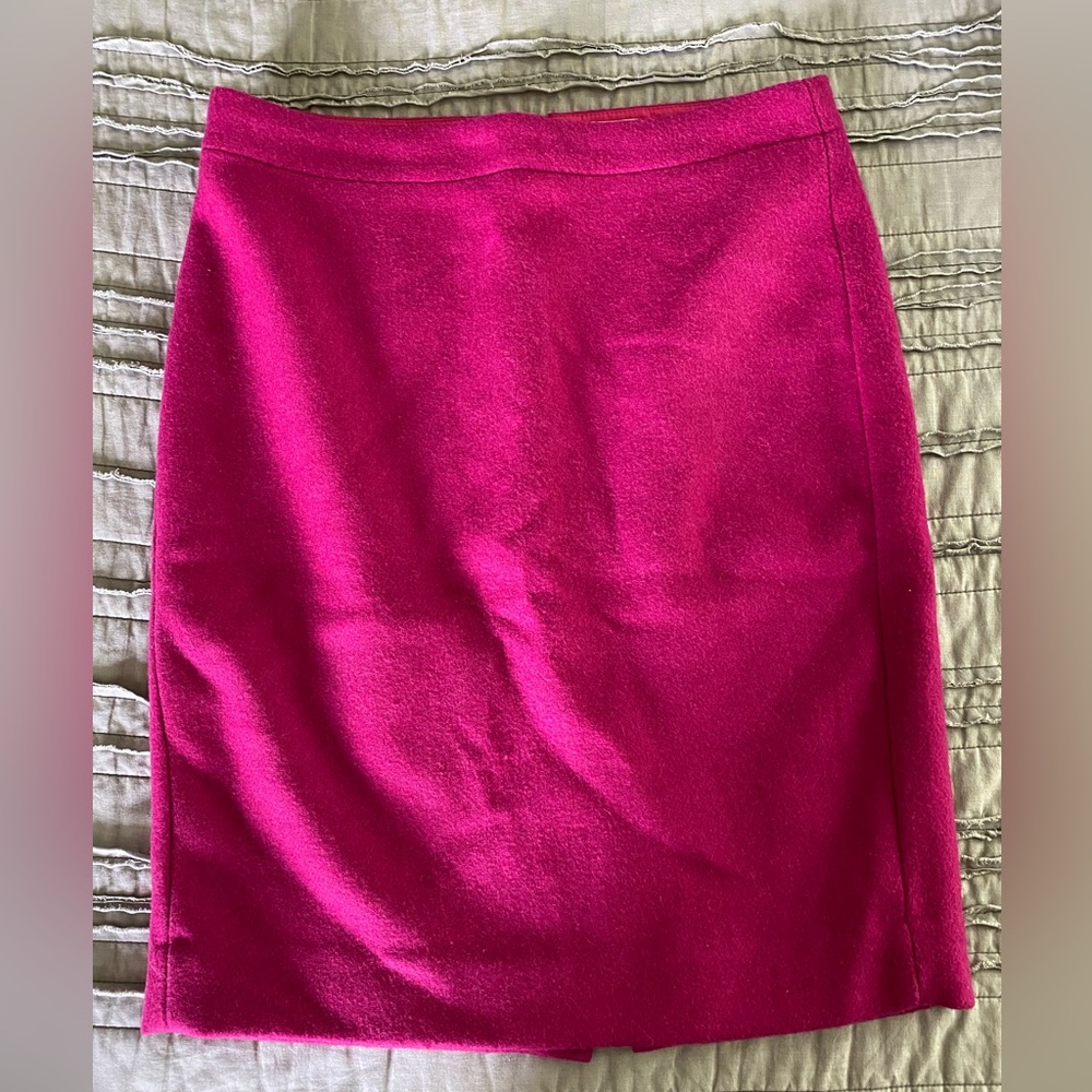 Bright pink wool Jcrew pencil skirt